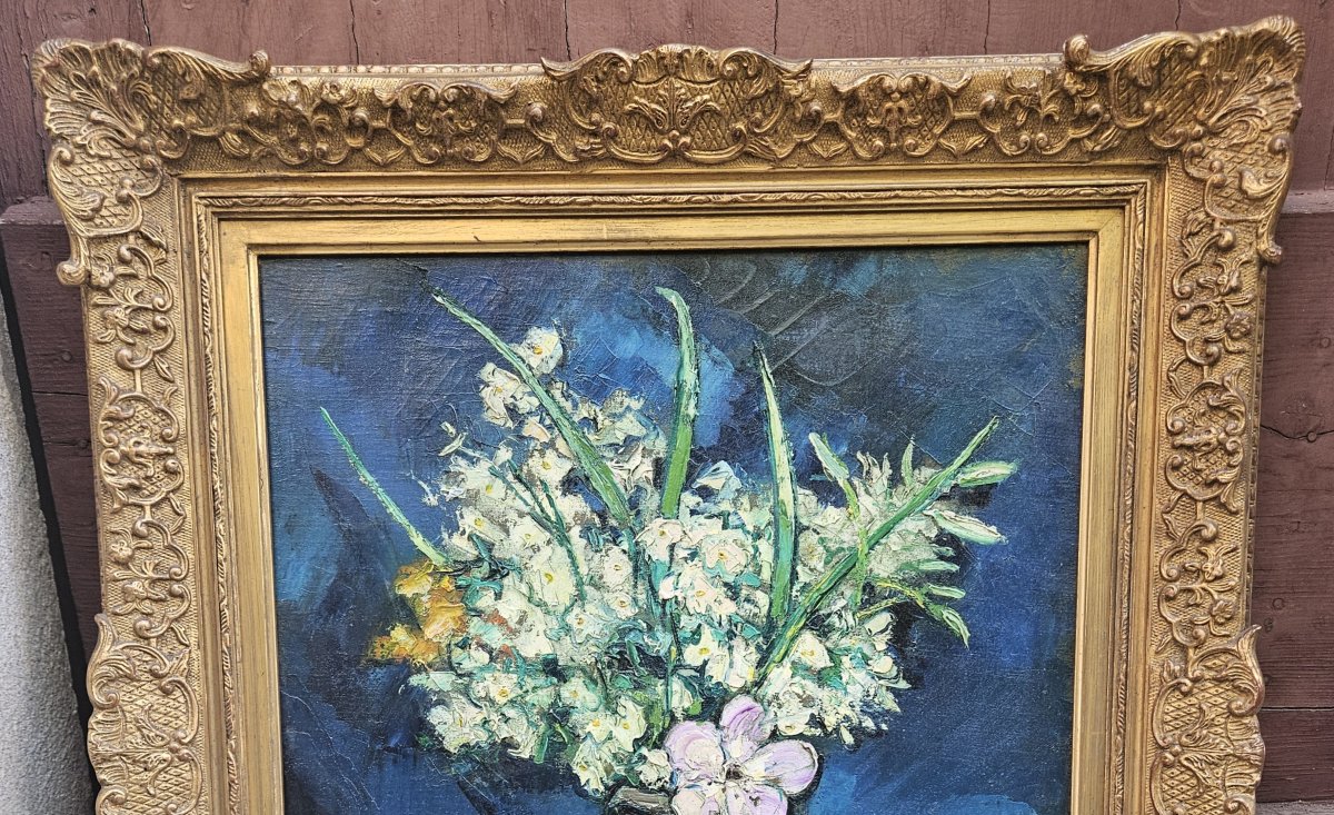 Bouquet In A White Pitcher By Gabriel Belot (1882–1962)-photo-1