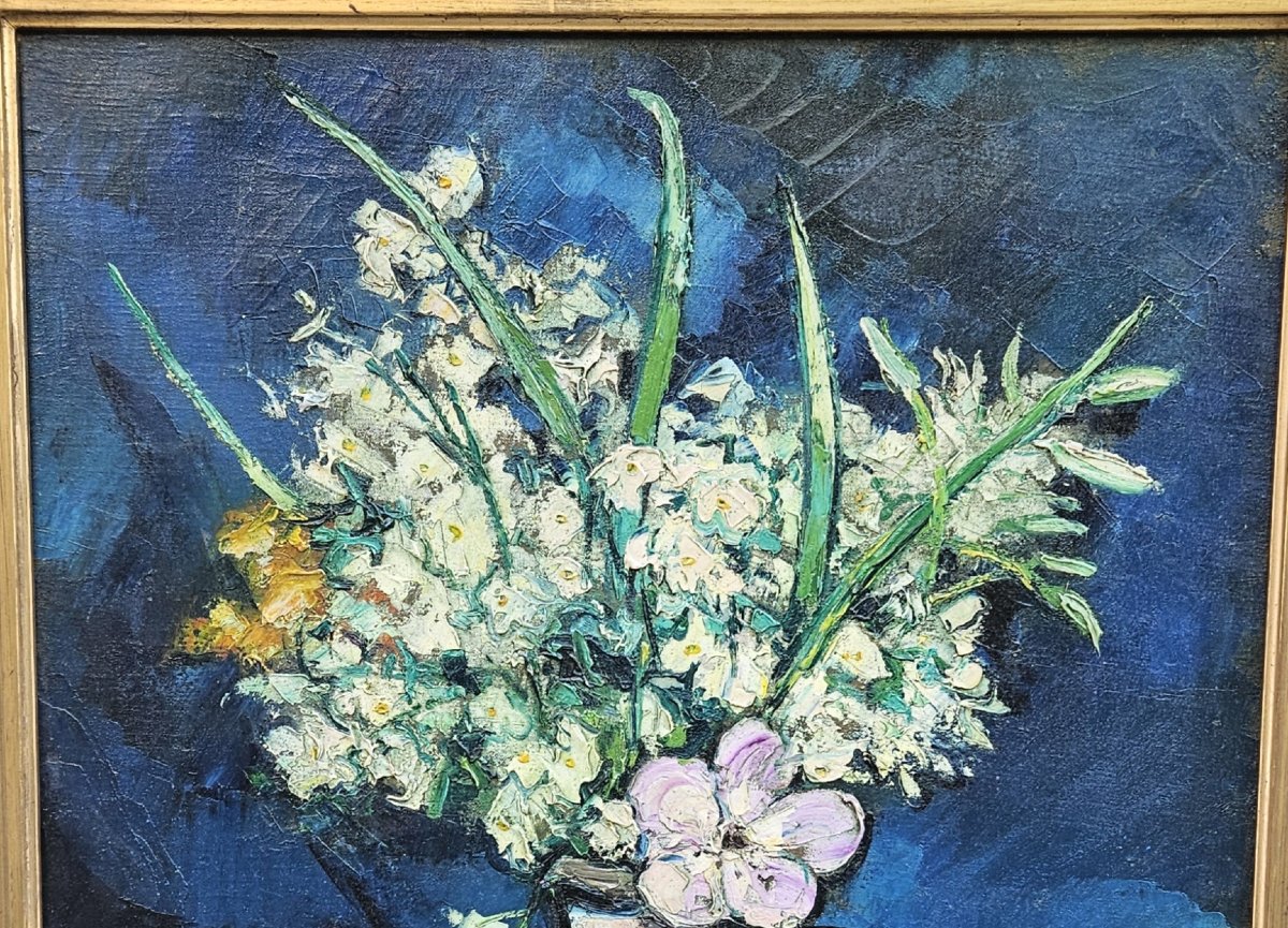 Bouquet In A White Pitcher By Gabriel Belot (1882–1962)-photo-3