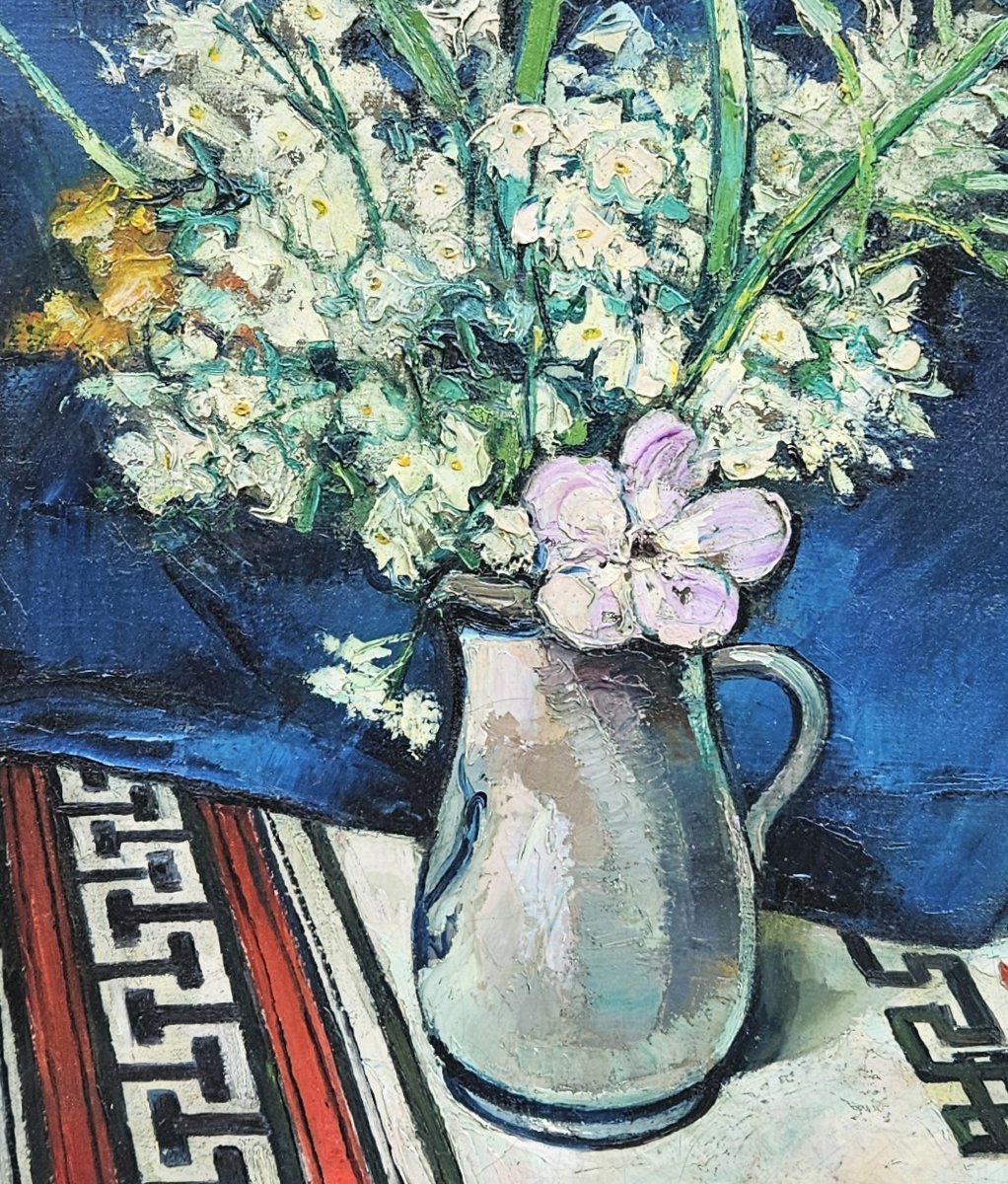 Bouquet In A White Pitcher By Gabriel Belot (1882–1962)-photo-6