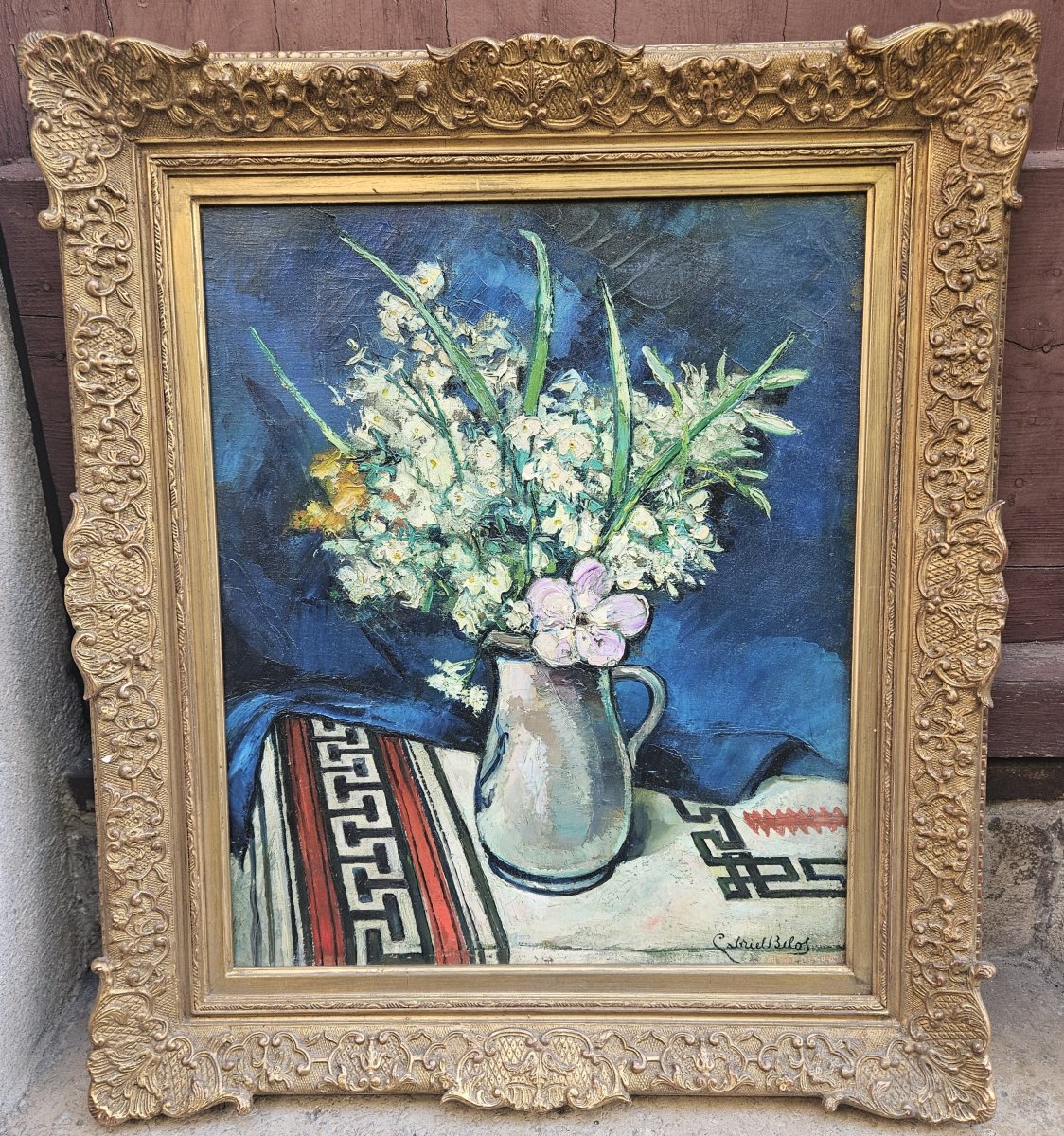 Bouquet In A White Pitcher By Gabriel Belot (1882–1962)-photo-8