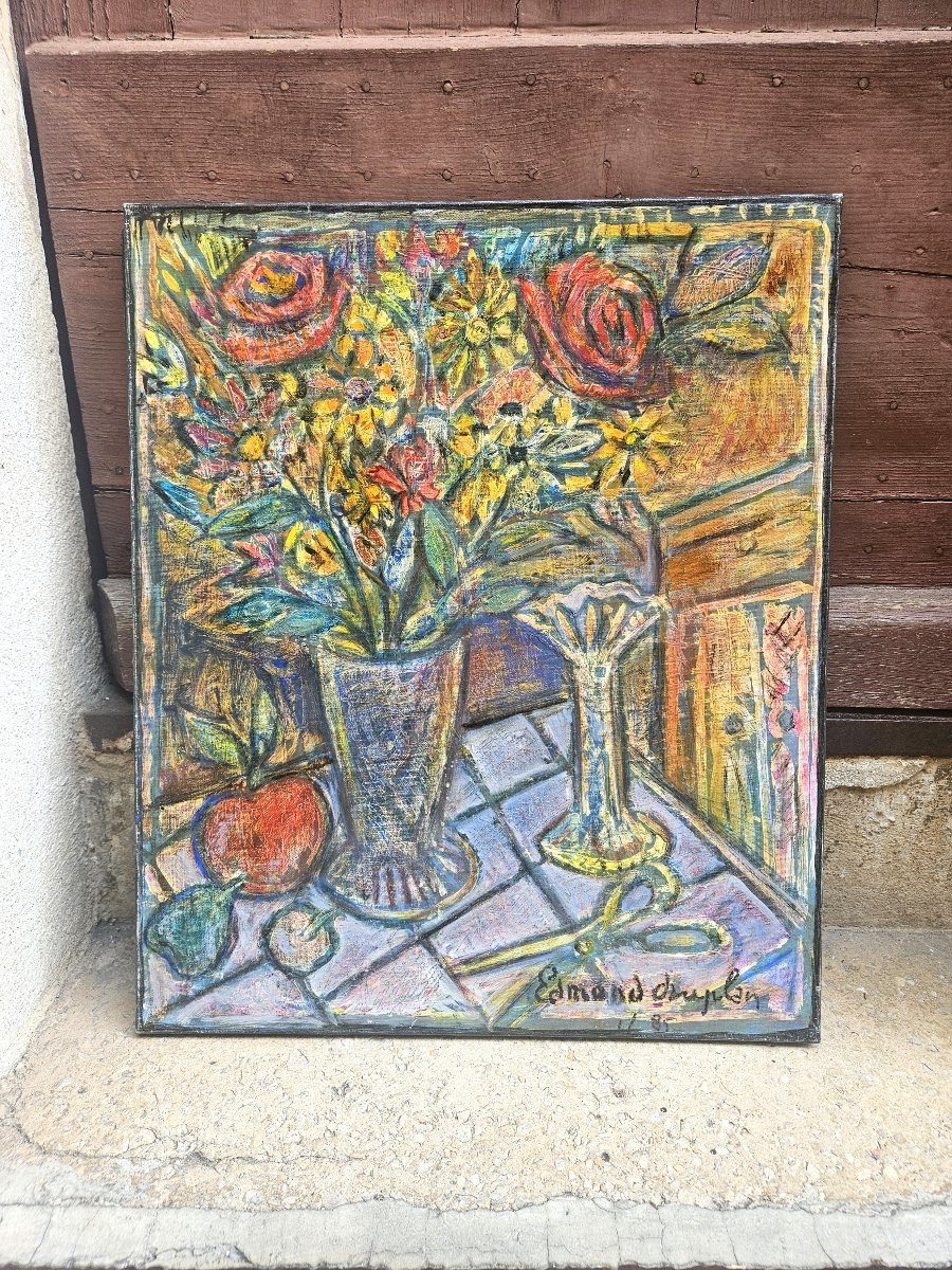Flowers And An Apple By Edmond Duplan-photo-4