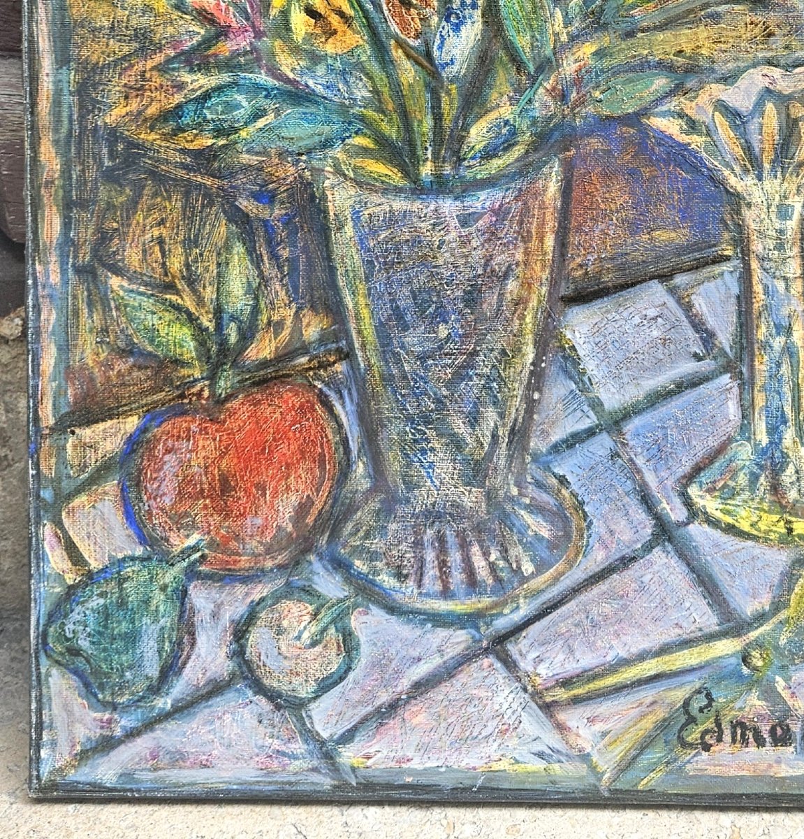 Flowers And An Apple By Edmond Duplan-photo-1