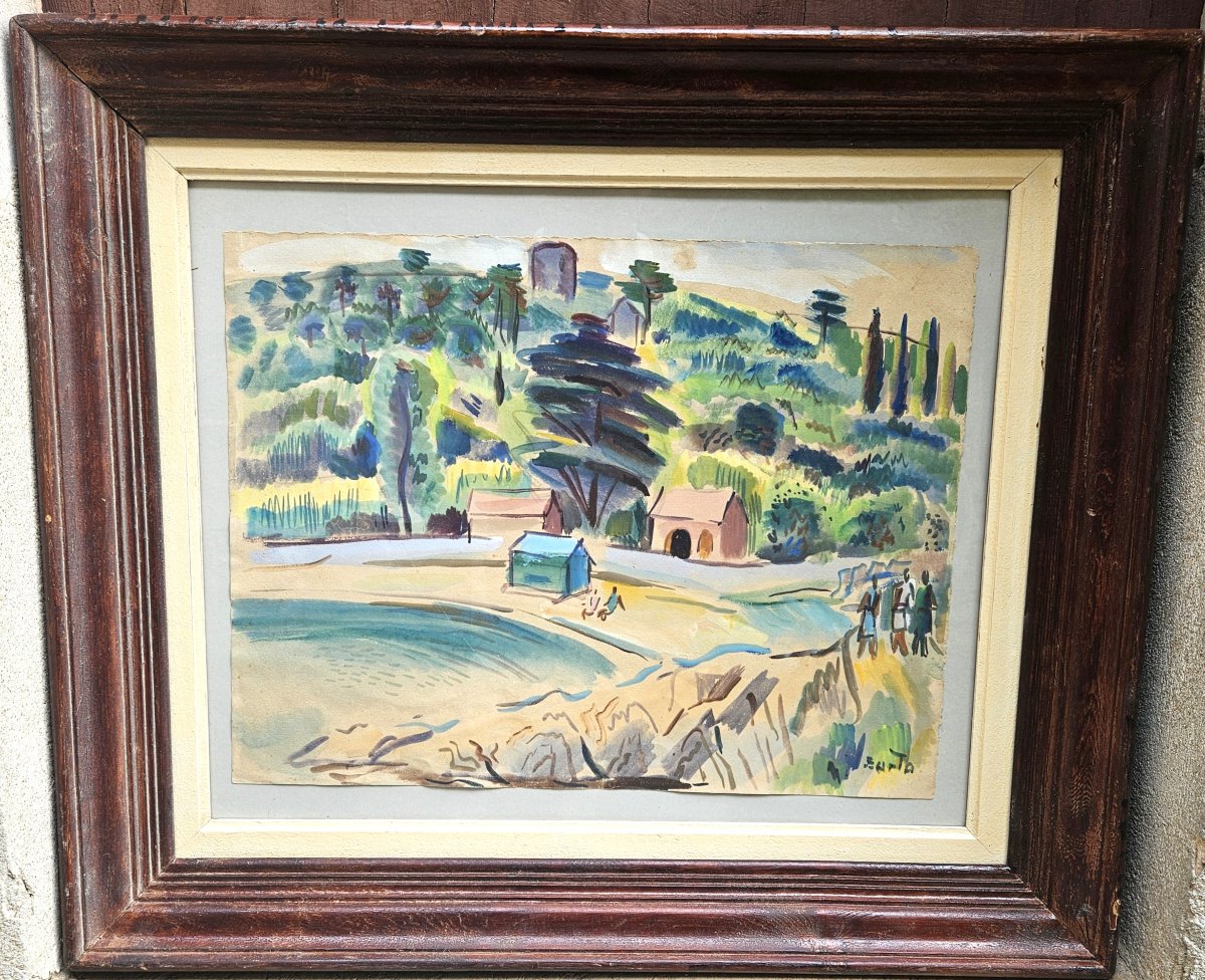 Beach In Corsica By Laszlo Barta 1902–1961