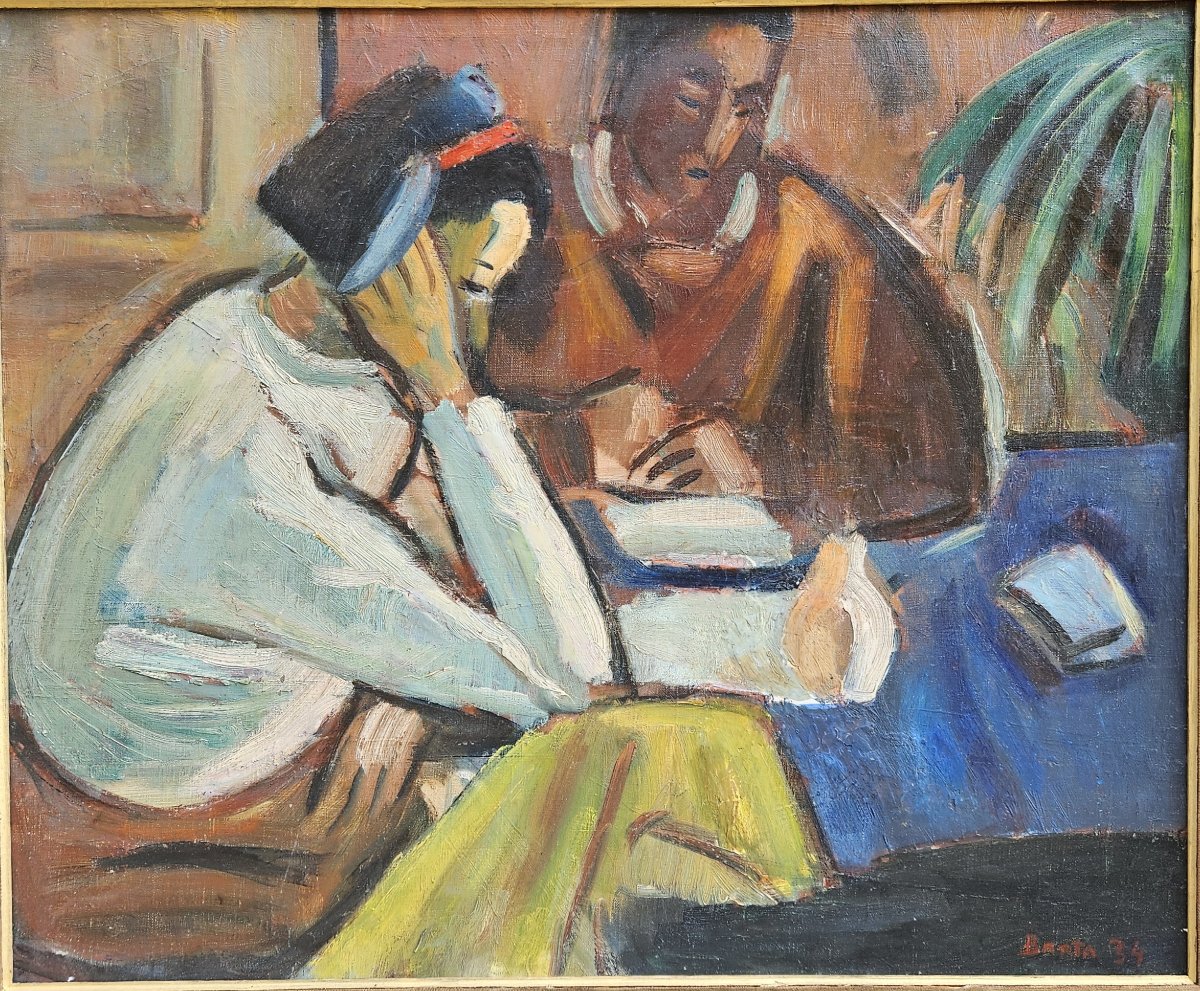 Reading  By Laszlo Barta 1902–1961-photo-2