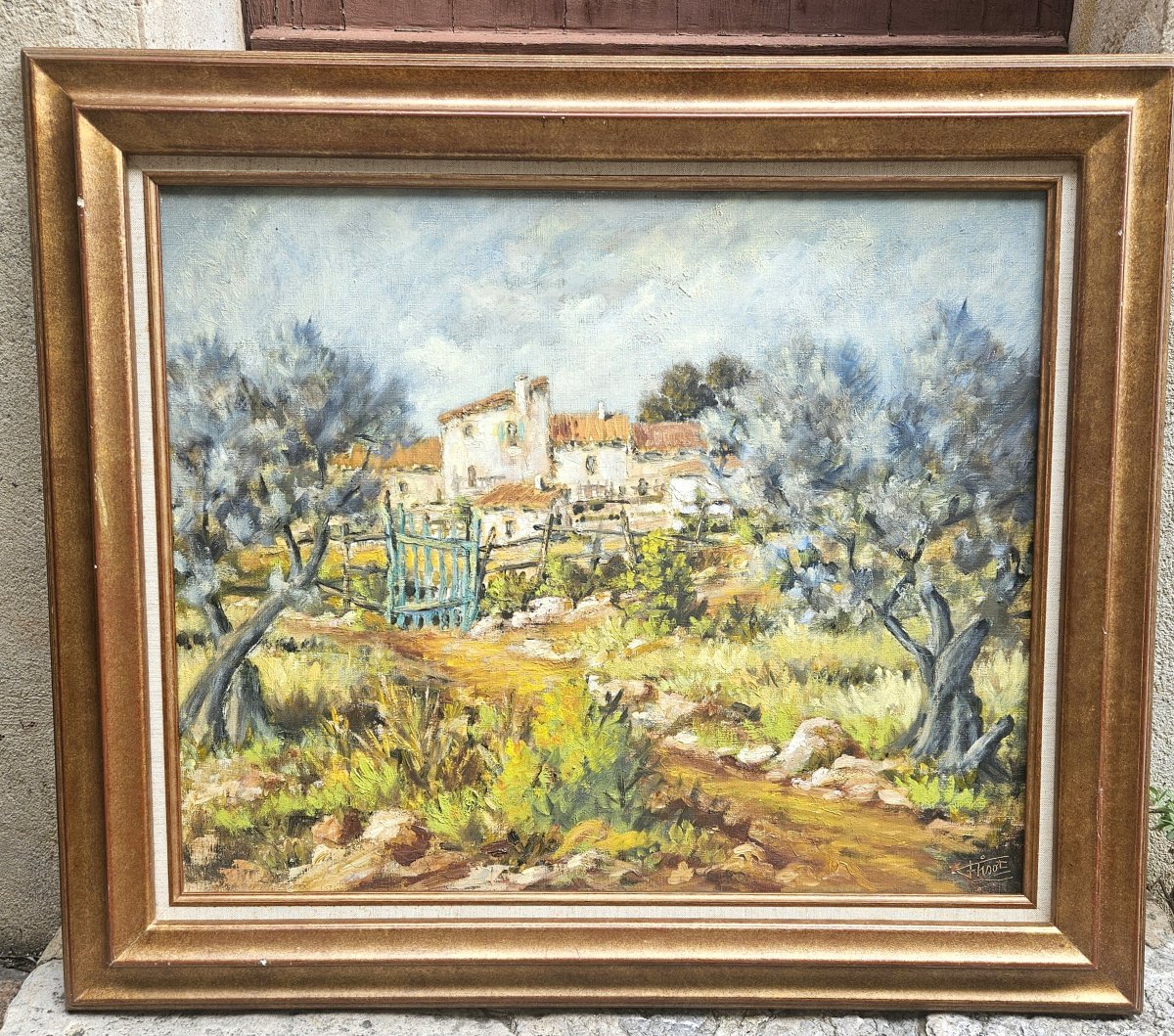 "the Olive Grove Farmhouse" By Félix Tisot (1909–1979)