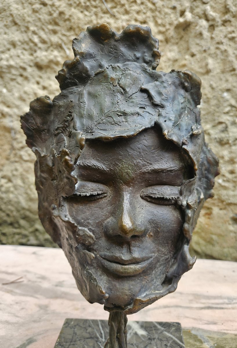 Portrait en bronze signé-photo-2
