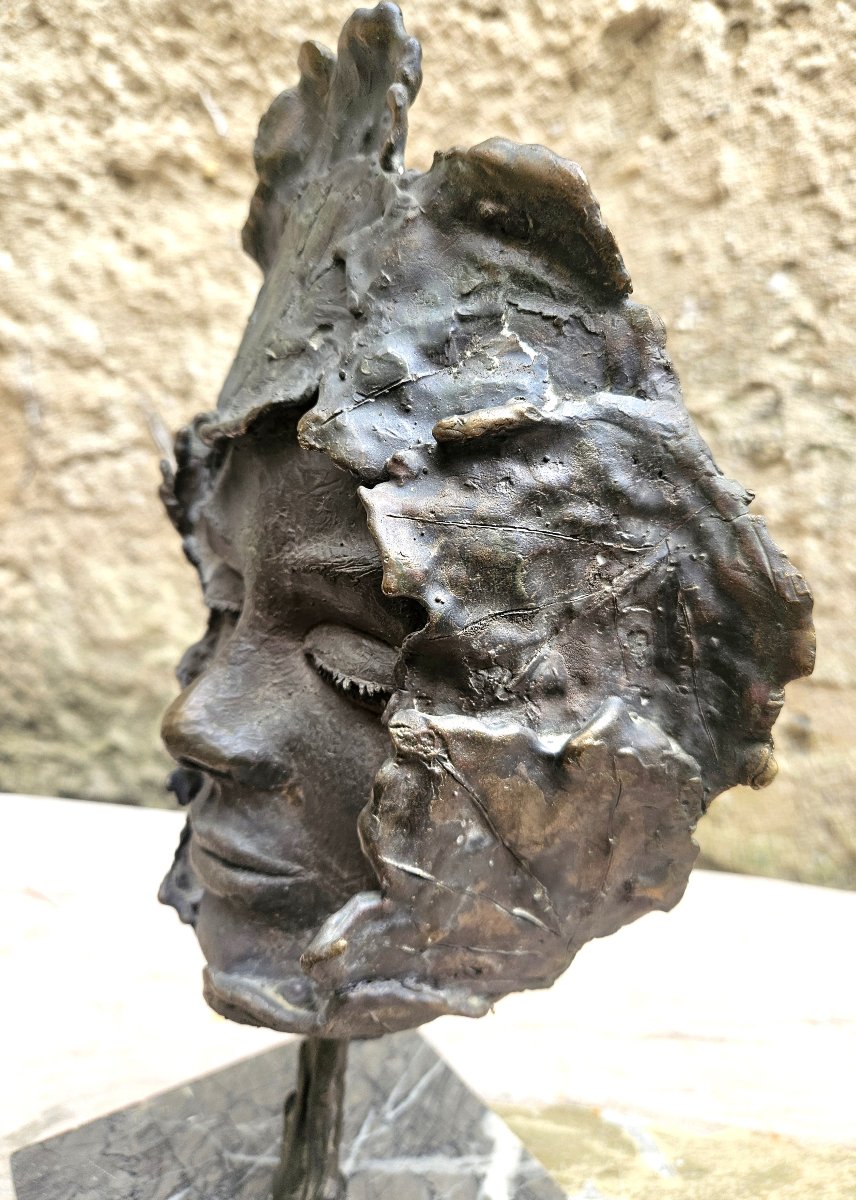 Portrait en bronze signé-photo-3