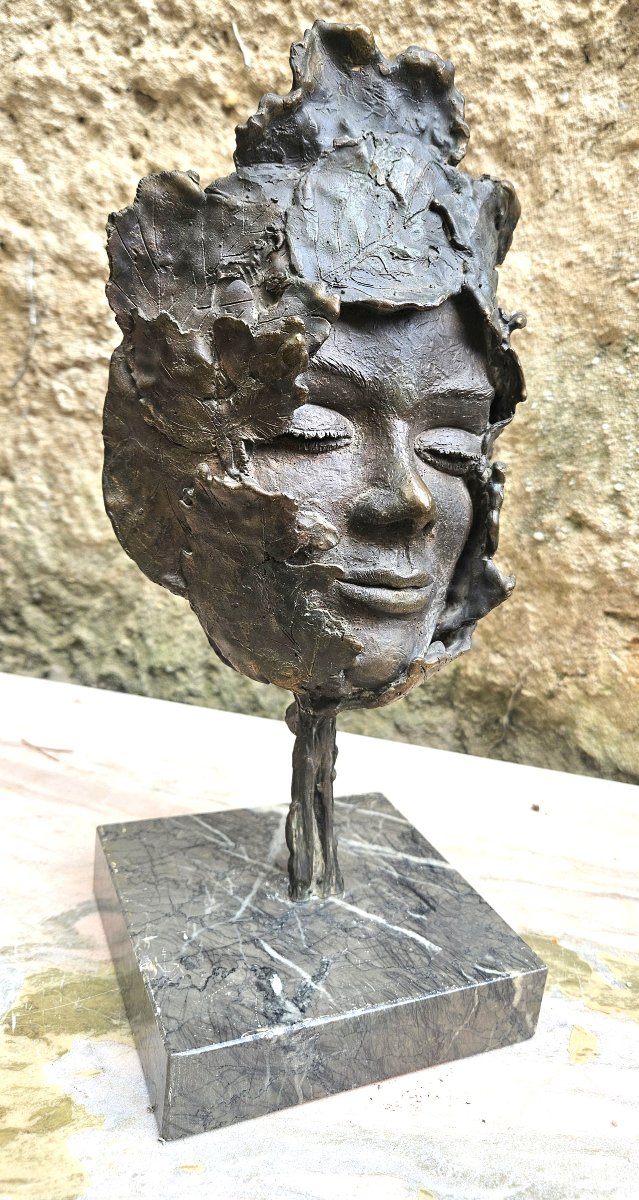 Portrait en bronze signé-photo-7