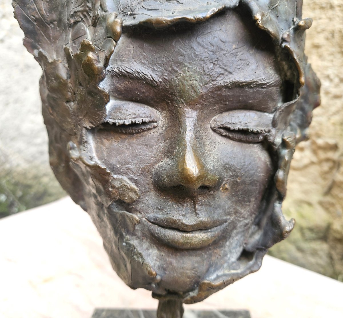 Portrait en bronze signé-photo-8