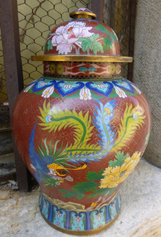 Cloisonne Vase On Bronze Nineteenth China-photo-2