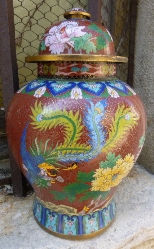 Cloisonne Vase On Bronze Nineteenth China-photo-1