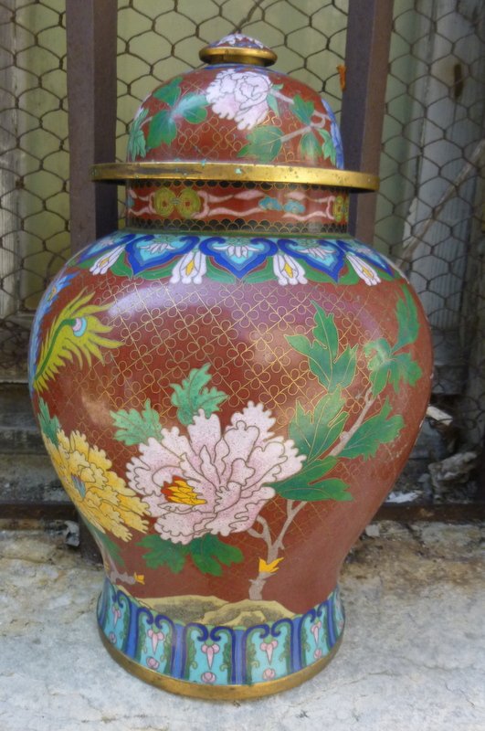 Cloisonne Vase On Bronze Nineteenth China-photo-2