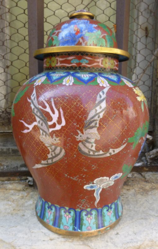 Cloisonne Vase On Bronze Nineteenth China-photo-4