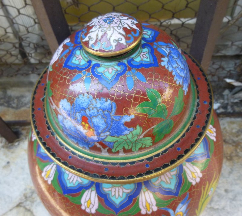 Cloisonne Vase On Bronze Nineteenth China-photo-7