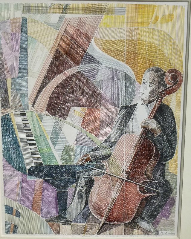 Piano And Viloncelle By Richard Jeranian Born In 1921