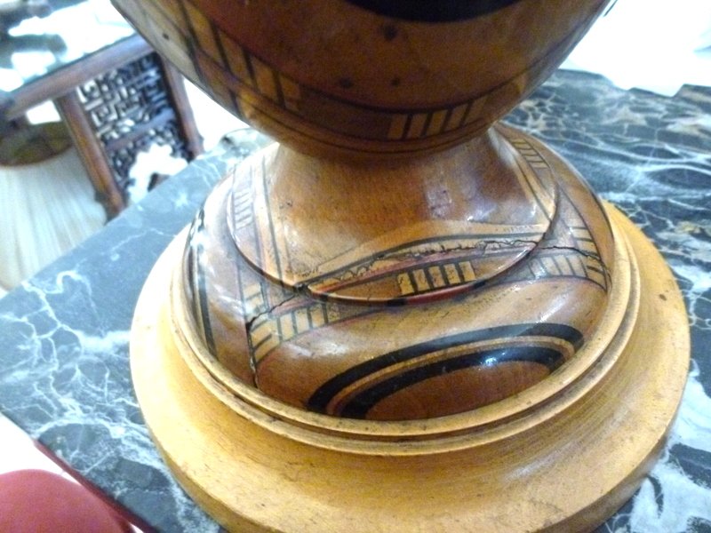 Wooden Lamp Foot Inlaid Time 1930-photo-2