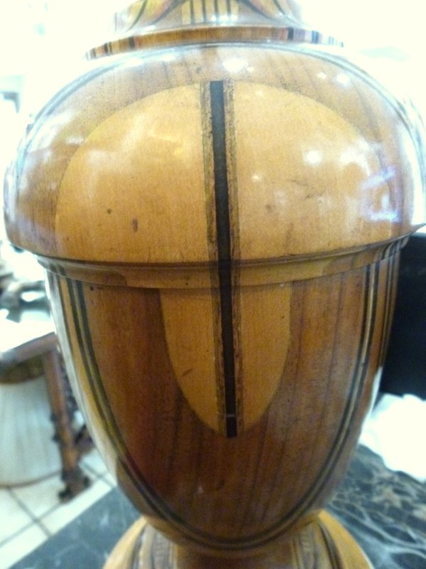 Wooden Lamp Foot Inlaid Time 1930-photo-3