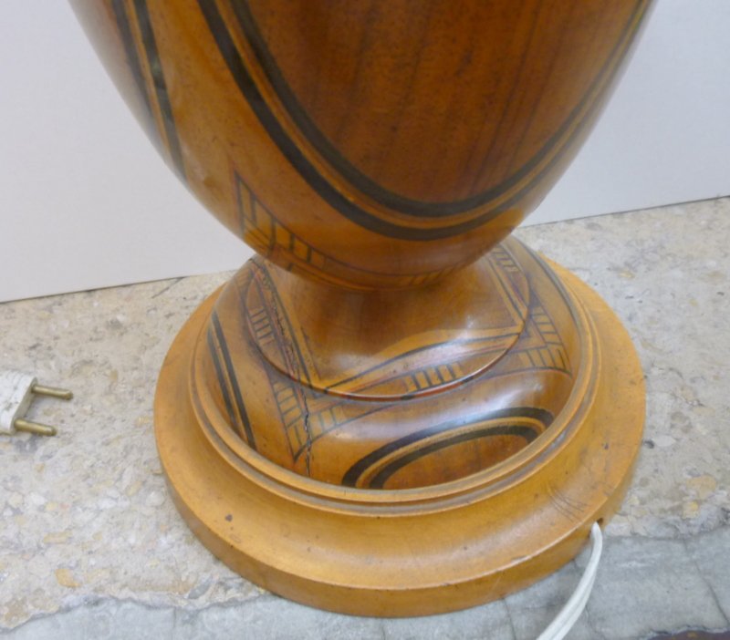 Wooden Lamp Foot Inlaid Time 1930-photo-4