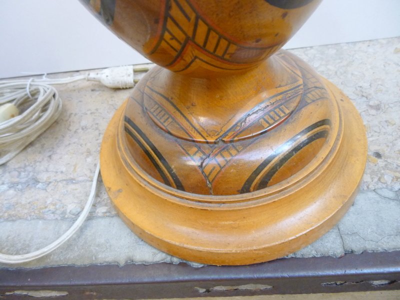 Wooden Lamp Foot Inlaid Time 1930-photo-6