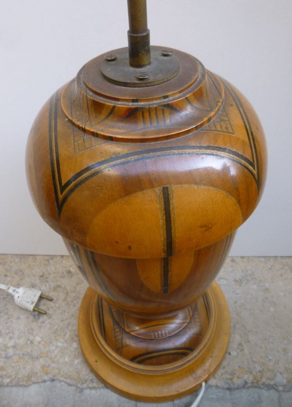 Wooden Lamp Foot Inlaid Time 1930-photo-8