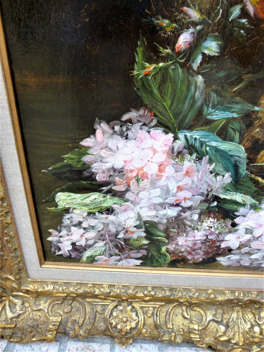 Splendide Composition Florale  Par Emmanuel Meyer 1836 - Vers 1890-photo-2