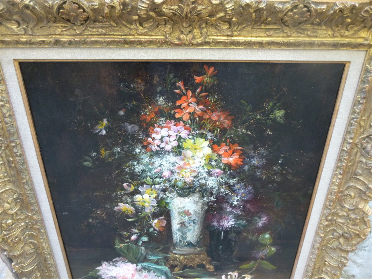 Splendide Composition Florale  Par Emmanuel Meyer 1836 - Vers 1890-photo-7