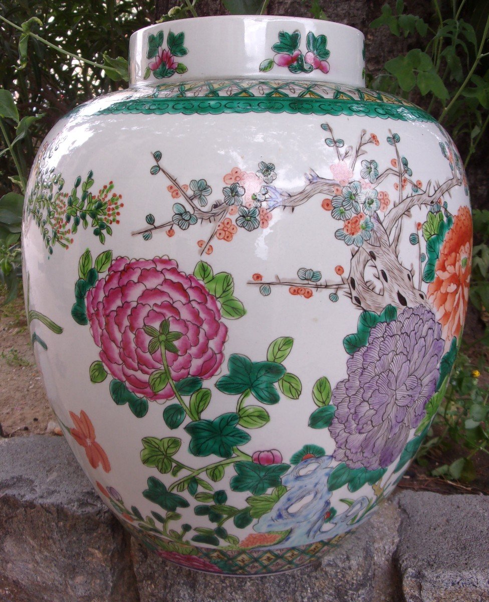 Vase En Porcelaine De Chine Fin XIXème Début XXème étiquette d'Origine Période République-photo-2