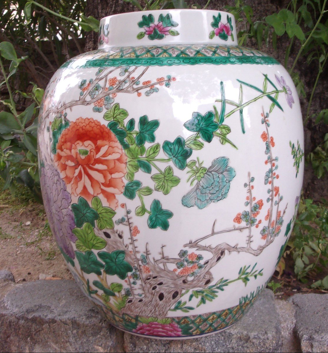 Vase En Porcelaine De Chine Fin XIXème Début XXème étiquette d'Origine Période République-photo-3