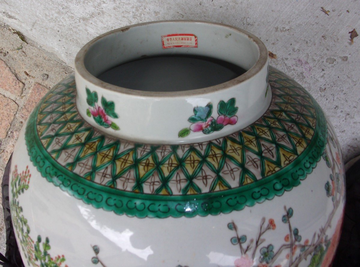 Vase En Porcelaine De Chine Fin XIXème Début XXème étiquette d'Origine Période République-photo-7