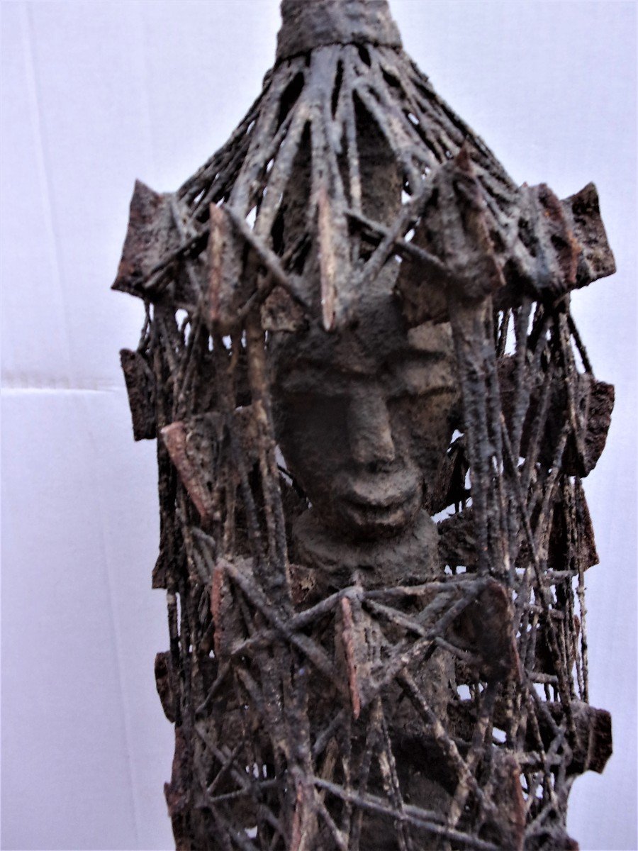 Extremely Rare Ko Diougou Sculpture From Burkina Faso Height 71cm With Thick Sacrificial Patina-photo-2