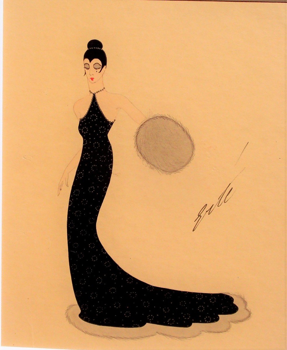 Elégante Vers 1925 Par Romain De Tirtoff Dit Erté 1892-1990