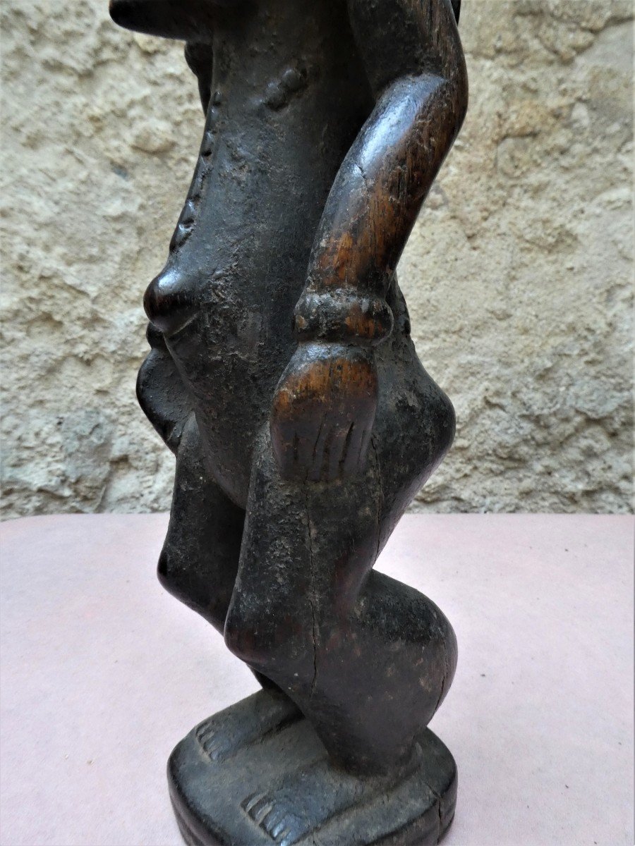 Superbe Et Ancienne Statue Féminine Baoulé Blolo Bla De Côte d'Ivoire-photo-2