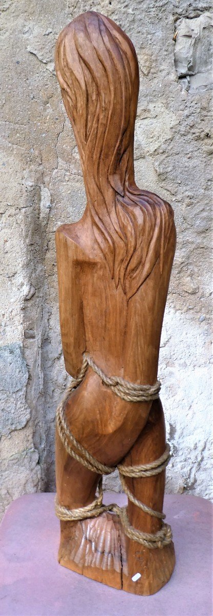 Wooden Sculpture "sainte Agathe" By Vincent Gonzalez 1928-2019-photo-3