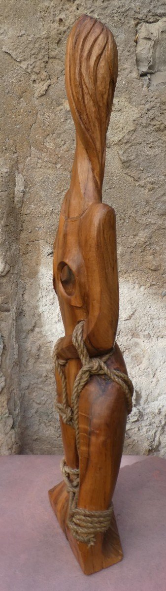 Wooden Sculpture "sainte Agathe" By Vincent Gonzalez 1928-2019-photo-4