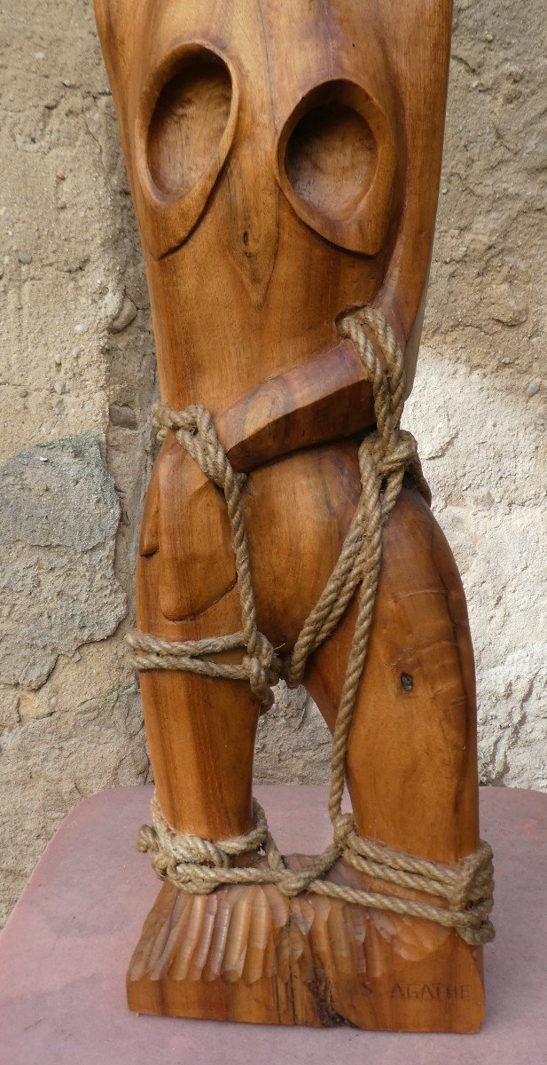 Sculpture en bois "Sainte Agathe" de Vincent GONZALEZ 1928-2019-photo-1