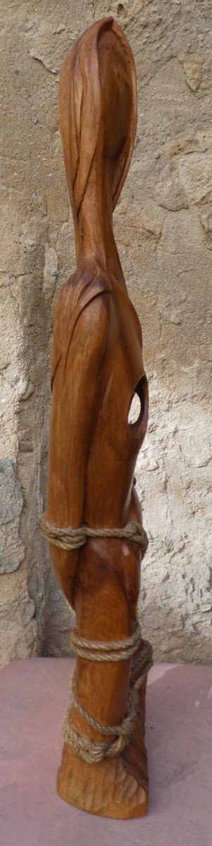 Wooden Sculpture "sainte Agathe" By Vincent Gonzalez 1928-2019-photo-7