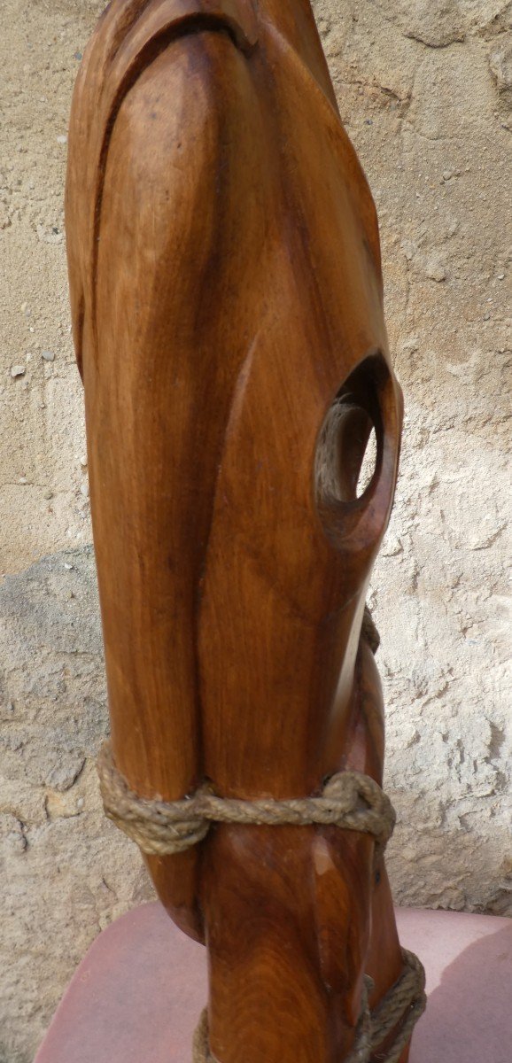 Wooden Sculpture "sainte Agathe" By Vincent Gonzalez 1928-2019-photo-8
