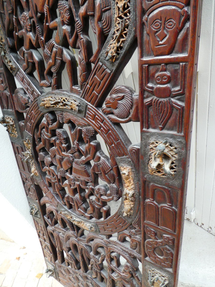 Hardwood Panel Inlaid With Bamoun Bronzes From Cameroon-photo-4