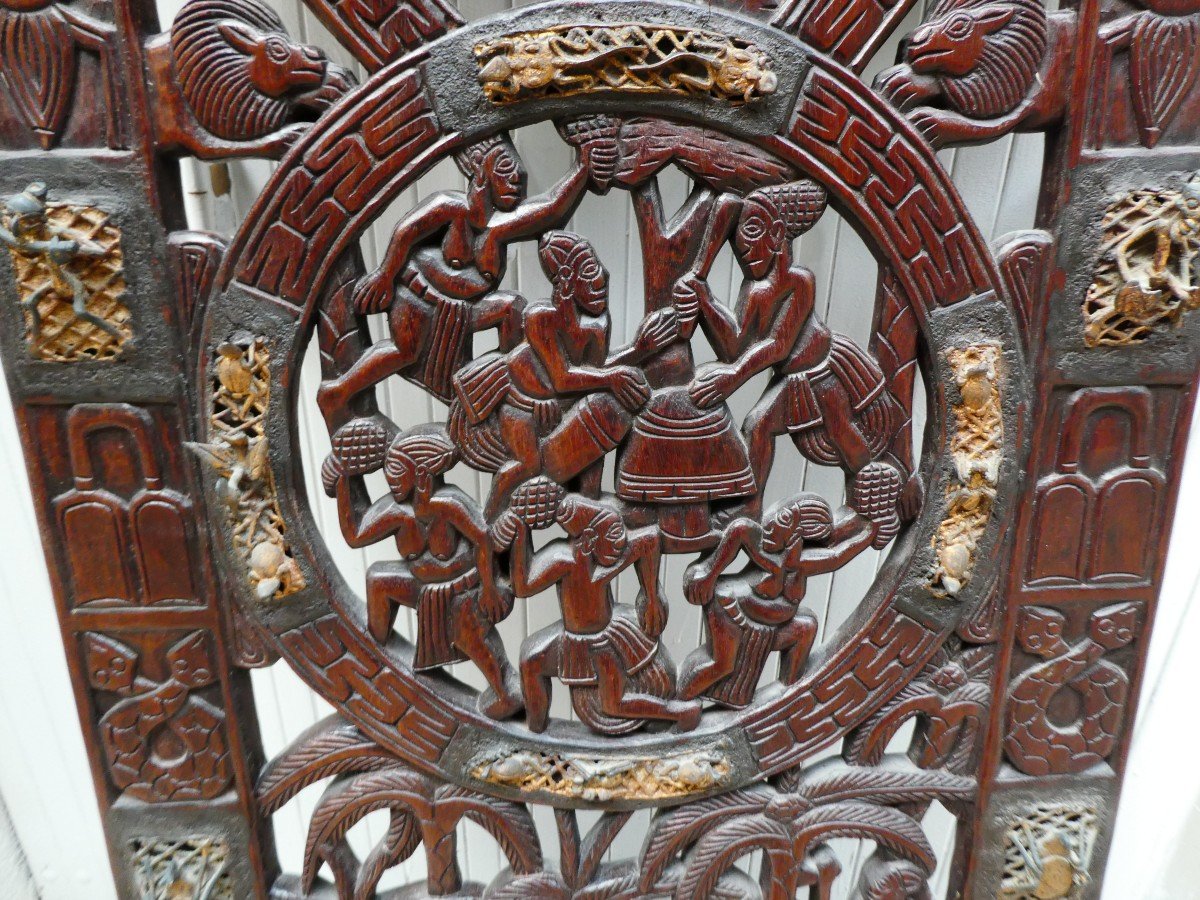 Hardwood Panel Inlaid With Bamoun Bronzes From Cameroon-photo-3