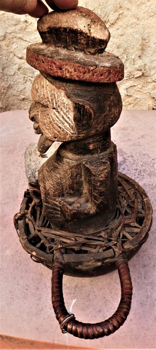 Ancient Reliquary Basket Téké Du Congo-photo-4