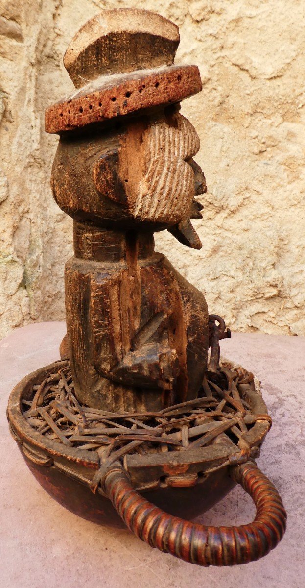 Ancient Reliquary Basket Téké Du Congo-photo-4
