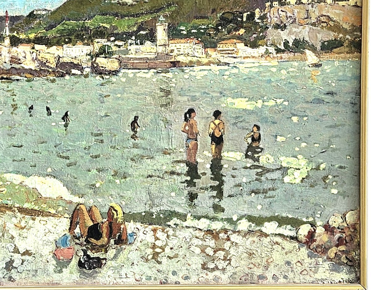 The Beach Of Cassis By Michel Zimmermann Twentieth-photo-1