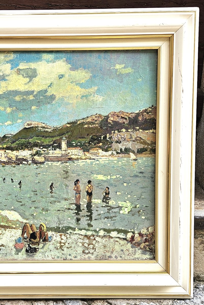 The Beach Of Cassis By Michel Zimmermann Twentieth-photo-2