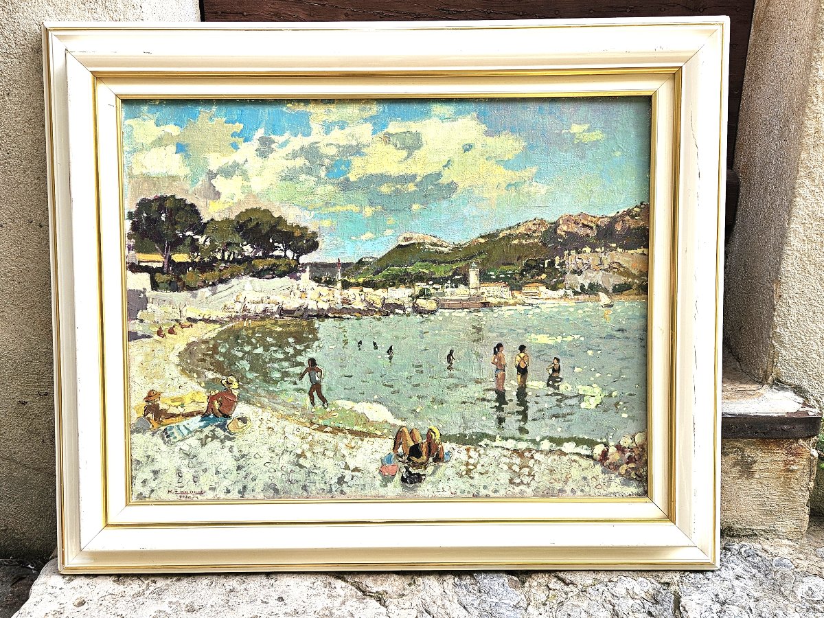 The Beach Of Cassis By Michel Zimmermann Twentieth-photo-6