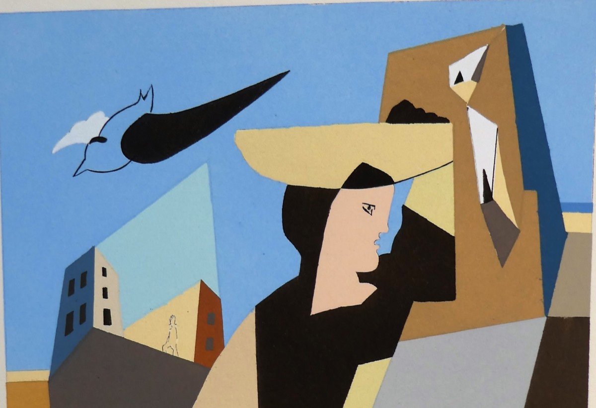 Gouache From The 1950s By Léopold Survage 1879-1968-photo-5