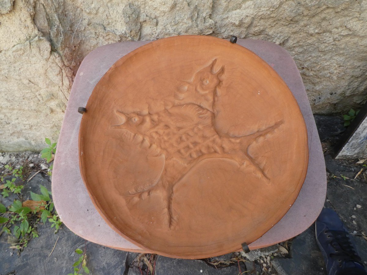 Large Terracotta Dish By Jacinto Salvado 1892-1983-photo-2