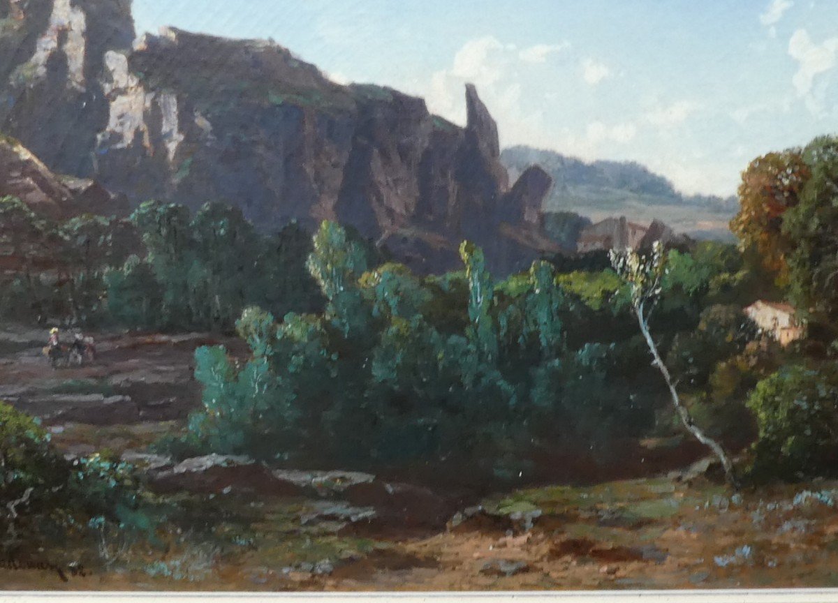 Paysage Boisé Par Vincent Courdouan 1810-1893-photo-6