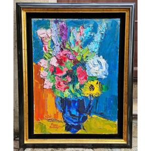 Bouquet De Fleurs Par Pierre Ambrogiani 1907-1985