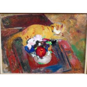 The Cat And The Flowerpot By Alfred Dabat Orient