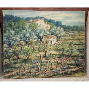 Paysage De Campagne Par Félix Tisot 1909-1979